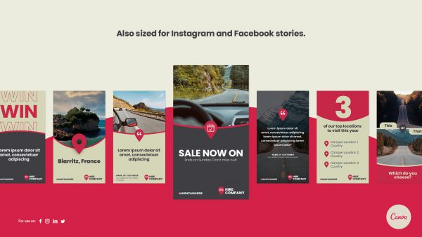 Graphic showing a selection of 9x16 assets for social media