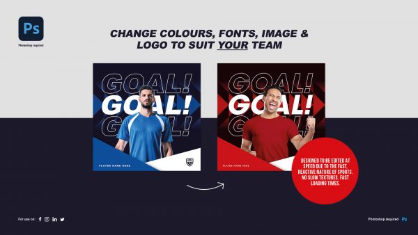 Graphic showing changing a social media graphic from blue to red