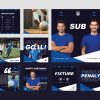 Graphic showing a set of football social media templates in dark blue