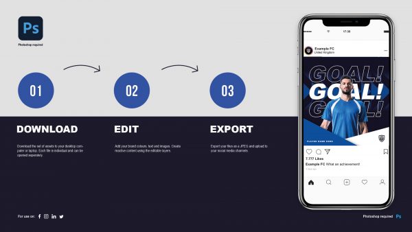 Graphic to show users how to download and edit social media templates
