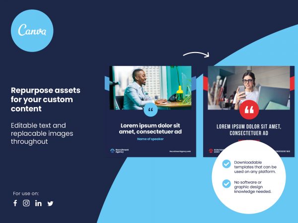 Graphic showing how to edit canva templates and change colours