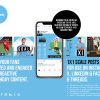graphic showing 1x1 scale template posts for social media
