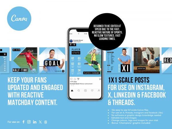 graphic showing 1x1 scale template posts for social media