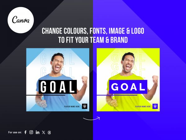 graphic showing how to change a goal assets for football clubs on canva
