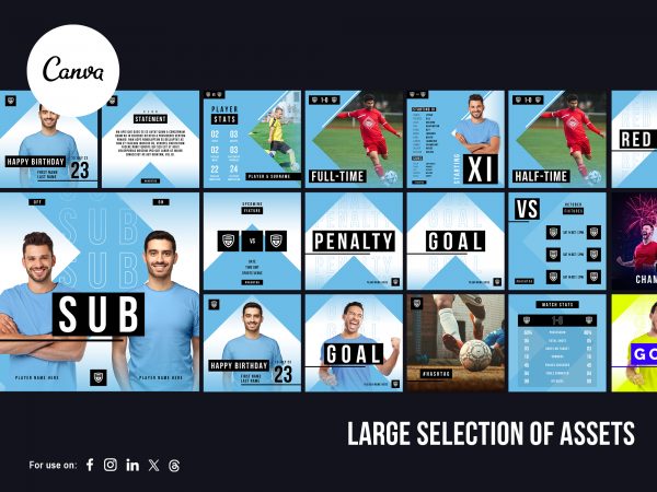 selection of templated assets for football clubs to use on social media