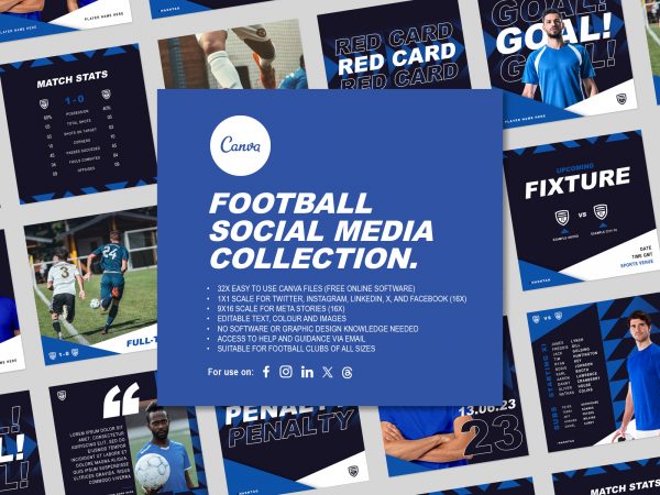 main graphic for the collection of social media templates for football clubs