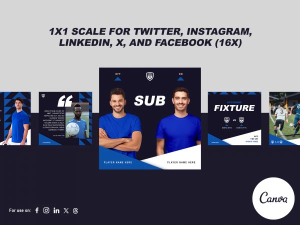 Graphic showing 1x1 sized cava templates for football clubs