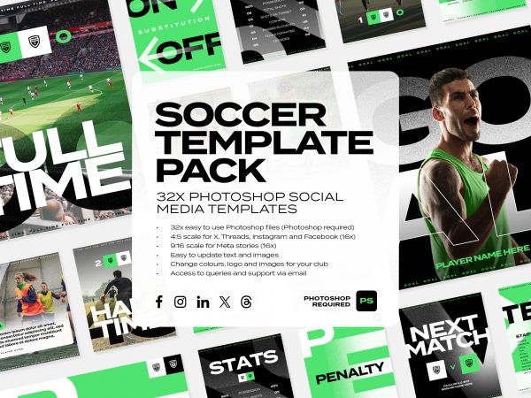 Soccer Social Template Pack (Photoshop)