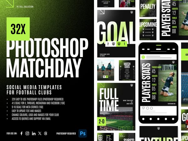 Graphic showing a collection of football social media graphics