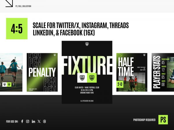 A graphic with a selection of social media graphics for football clubs