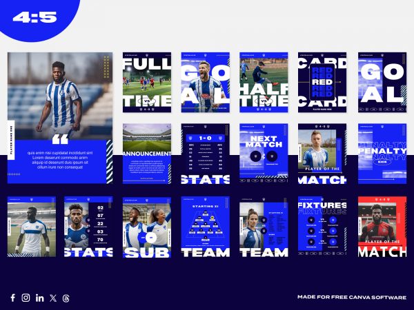 full set of football social media graphics
