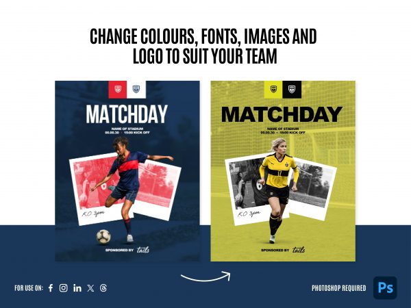 3x Football Matchday Social Posts (Photoshop)