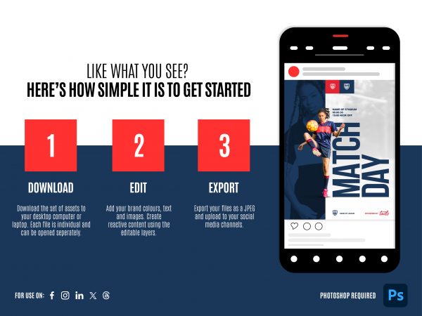3x Football Matchday Social Posts (Photoshop)