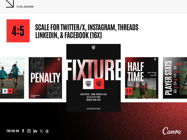 Football Matchday Social Media Templates (Canva)