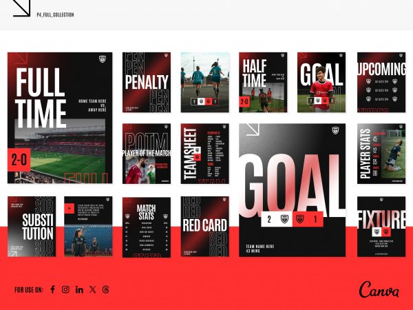 Football Matchday Social Media Templates (Canva)