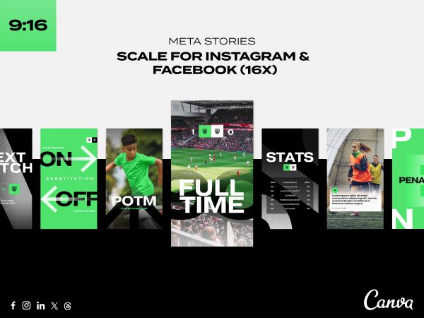 showing 9x16 meta stories graphics for football clubs